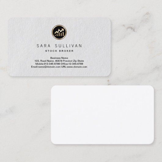 株価チャートのアイコンストックブローカープレミアムビジネスカード 名刺 (正面/裏面)