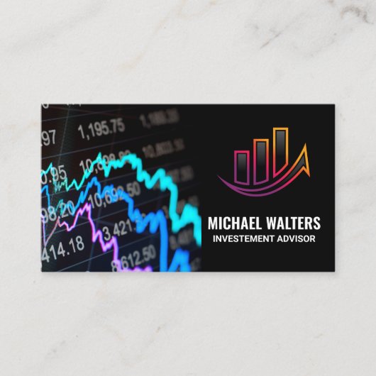 株価チャート | 財務ロゴ 名刺 (正面)