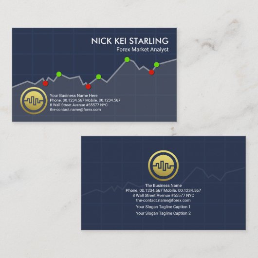 株価上昇トレンド·グラフの市場コンサルタント 名刺 (正面/裏面)