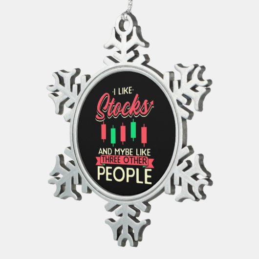 株式が好きな投資家 スノーフレークピューターオーナメント (右)