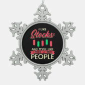 株式が好きな投資家 スノーフレークピューターオーナメント (正面)