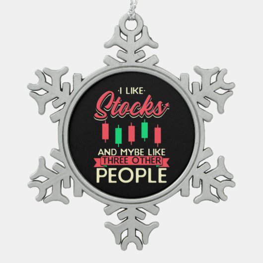 株式が好きな投資家 スノーフレークピューターオーナメント (正面)