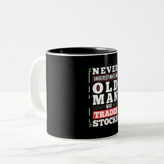 株式を取引する老人の投資家としての力 ツートーンマグカップ (正面左)