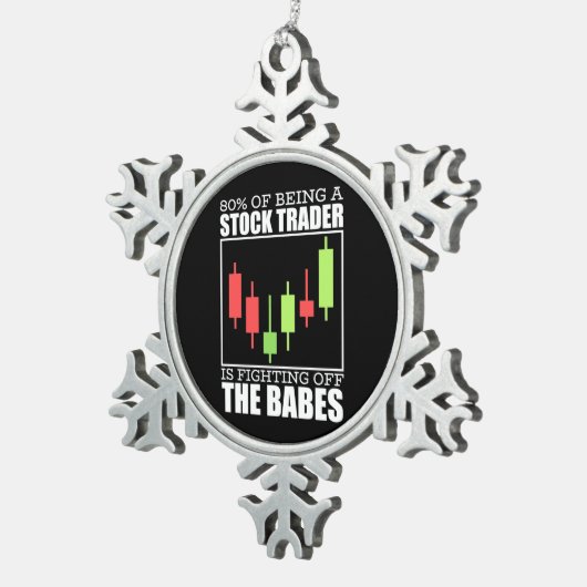 株式トレーダーが戦っている投資家 スノーフレークピューターオーナメント (右)