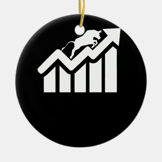 株式トレーダーのギフト取引のための強気株式市場 セラミックオーナメント (正面)
