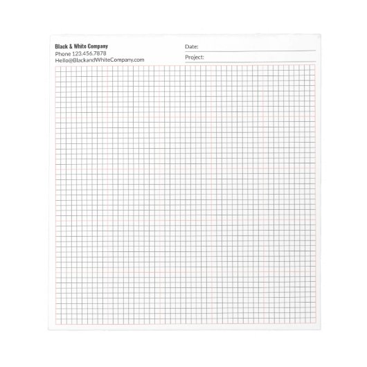 株式会社名 連絡先 プロジェクト 10x10 グリッド グラフ ノートパッド (正面)