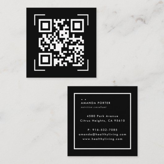 株式会社 | QRコードスキャンのミニマリスト スクエア名刺 (正面/裏面)