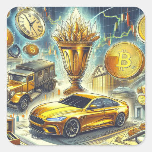 株式取引ステッカー スクエアシール