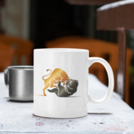株式取引ブルとベアのカスタムデザイン コーヒーマグカップ