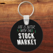 株式市場では投資家生活が良い キーホルダー (正面)