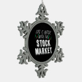 株式市場では投資家生活が良い スノーフレークピューターオーナメント (左)