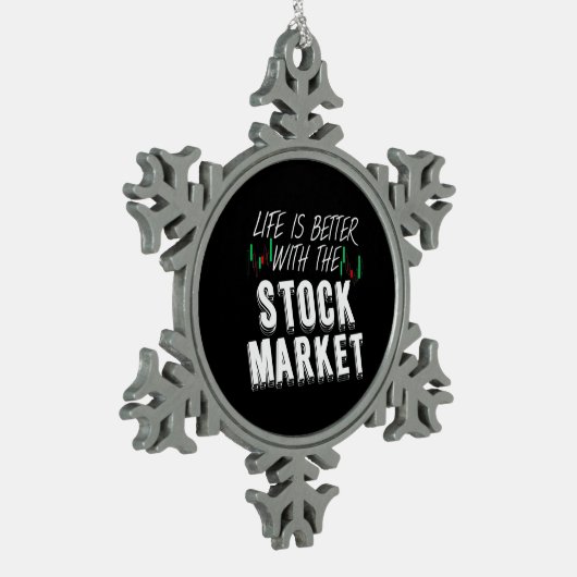 株式市場では投資家生活が良い スノーフレークピューターオーナメント (左)