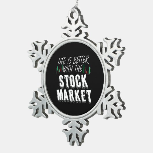株式市場では投資家生活が良い スノーフレークピューターオーナメント (右)