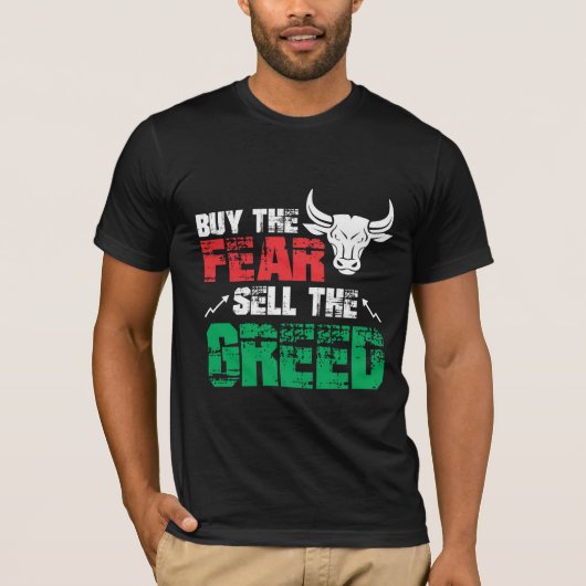 株式市場のトレンド恐怖欲 Tシャツ (正面)