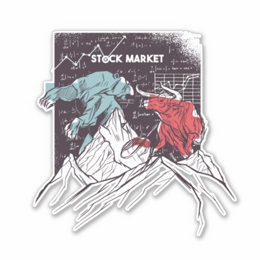 株式市場の闘牛とクマの取引 シール (正面)