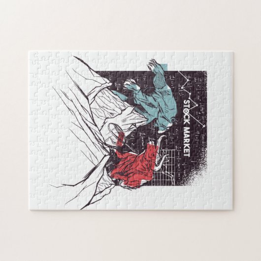 株式市場の闘牛とクマの取引 ジグソーパズル (横)