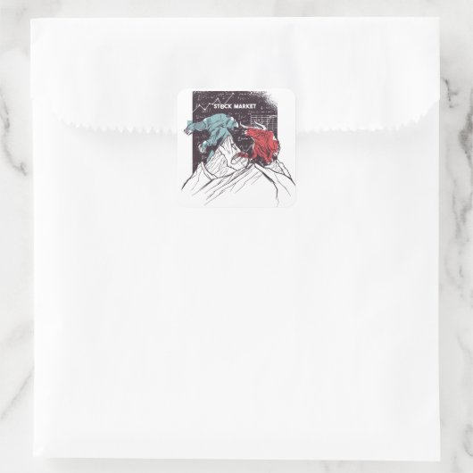 株式市場の闘牛とクマの取引 スクエアシール (バッグ)