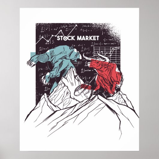 株式市場の闘牛とクマの取引 ポスター (正面)