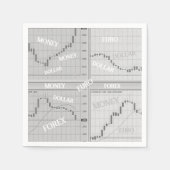 株式市場ろうそく立ちチャートは4つのウィンドウで開く スタンダードカクテルナプキン (正面)