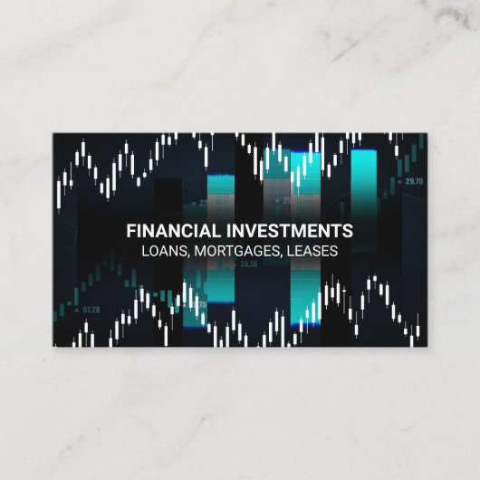 株式市場グラフろうそく立て名刺 名刺 (正面)