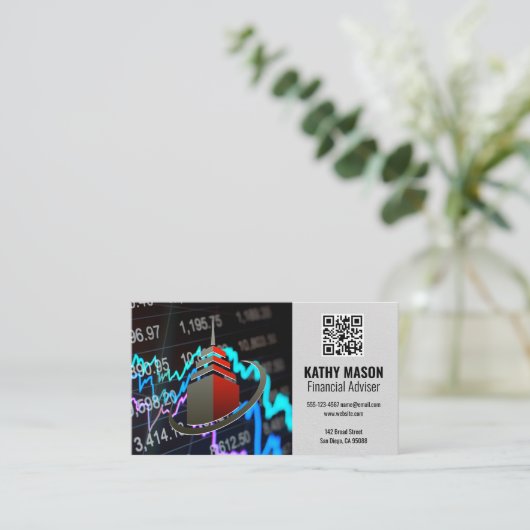株式市場グラフ | スカイスクレーパー | QRコード 名刺 (スタンド正面)
