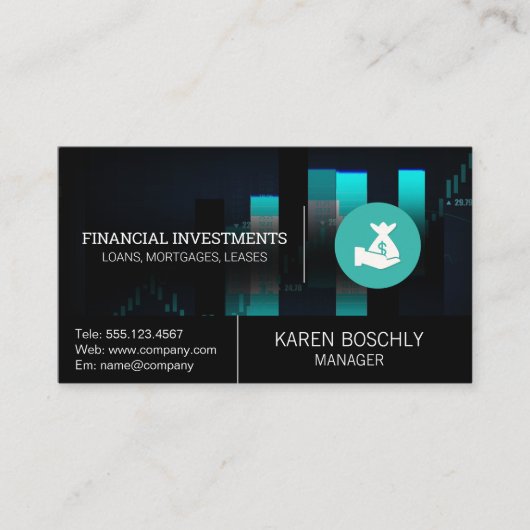 株式市場グラフ | マネーバッグ 名刺 (正面)