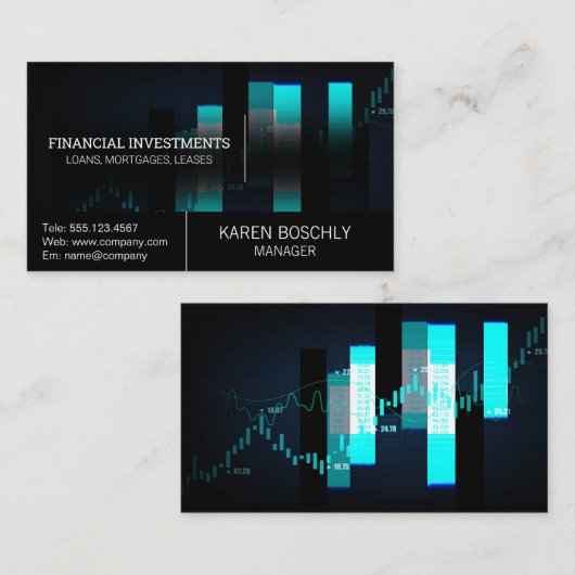 株式市場グラフ 名刺 (正面/裏面)