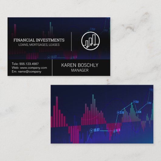 株式市場グラフ 名刺 (正面/裏面)