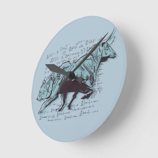 株式市場分析財務 ラウンド壁時計 (傾斜)