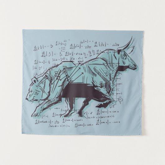 株式市場分析金融 タペストリー (正面(横))