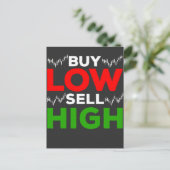 株式市場取引の外国為替トレーダ買ーが高値を売る ポストカード (スタンド正面)