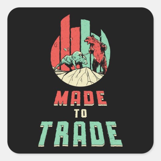 株式市場取引投資家ベアー・ブル・トレーダー スクエアシール (正面)