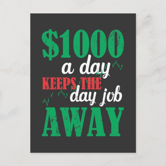 株式市場日取引トレーダー投資家のジョーク ポストカード (正面)