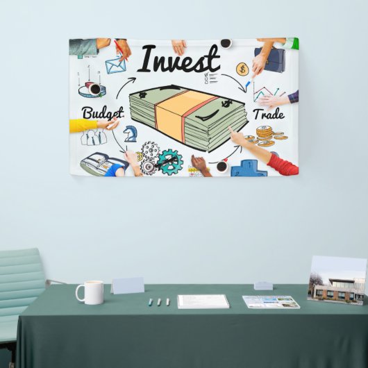 株式市場暗号通貨の投資 横断幕 (トレードショー)