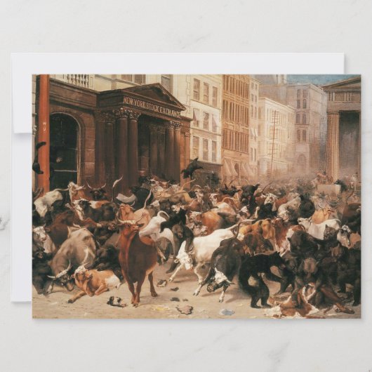 株式市場（W.H.ひげ）の雄牛とクマ カード (正面)