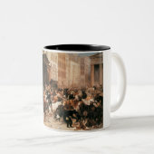 株式市場（W.H.ひげ）の雄牛とクマ ツートーンマグカップ (正面右)