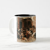 株式市場（W.H.ひげ）の雄牛とクマ ツートーンマグカップ (正面左)