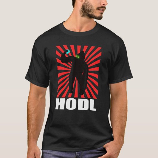 株式市場ApesグリーンアイズミームHodl取引請求書 Tシャツ (正面)