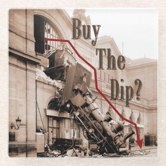 株式買市場のユーモア ガラスコースター (正面)