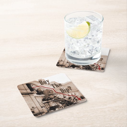 株式買市場のユーモア スクエアペーパーコースター (インサイチュ)