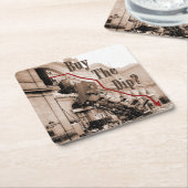 株式買市場のユーモア スクエアペーパーコースター (アングル)