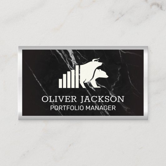 株式 | Bull Bearマーケットロゴ | 大理石 名刺 (正面)