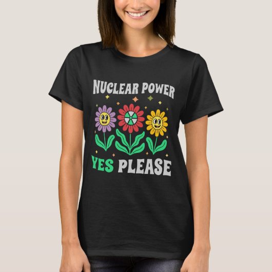 核エネルギーをお願いします 笑顔の花 Tシャツ (正面)