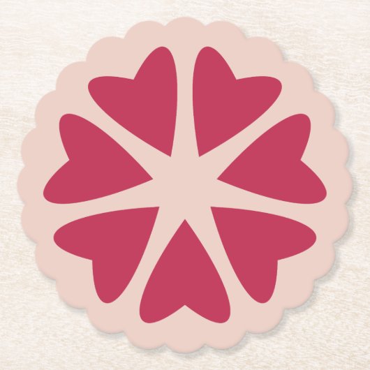 核ハート – マゼンタレッド – イメージ。 ペーパーコースター (正面)