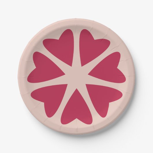 核ハート – マゼンタレッド – イメージ。 ペーパープレート (正面)