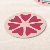 核ハート – マゼンタレッド – イメージ。 ラウンドペーパーコースター (アングル)