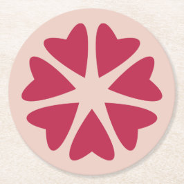 核ハート – マゼンタレッド – イメージ。 ラウンドペーパーコースター