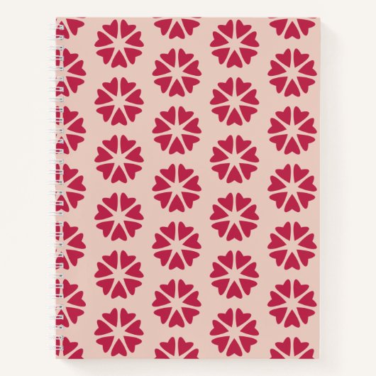 核ハート – マゼンタレッド – シームレスパターン。 ノートブック (正面)