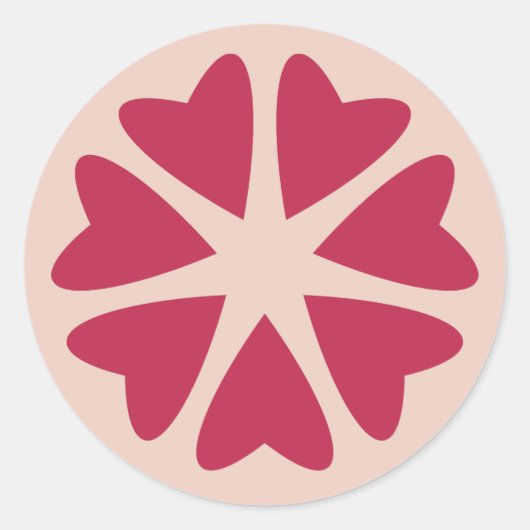 核ハート - マゼンタレッド - 画像。 ラウンドシール (正面)