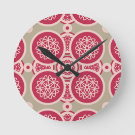 核成長 – マゼンタをライとして – シームレスなパターン ラウンド壁時計